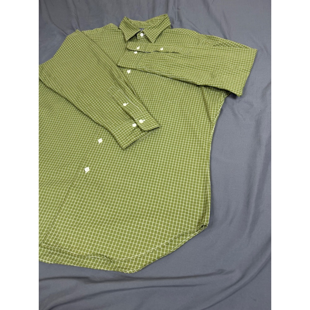 Polo Ralph Lauren Warwick Shirt Mens 16 32/33 Olive Green Grid Check Vintage - Picture 9 of 13